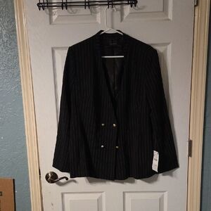 Zara Black Pinstripe Double-Breasted Blazer
